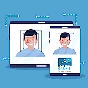 man face scan biometric digital technology vector illustration